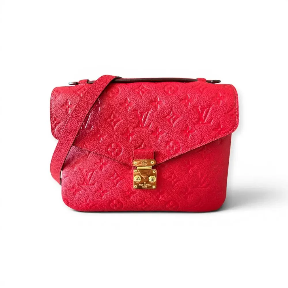 Louis Vuitton Monogram Pochette Metis Empreinte Leather Red